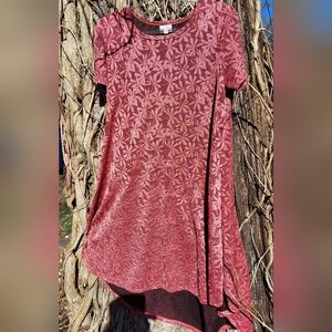 LuLaRoe Carly Swing Dress High-Low Hem Metallic Floral